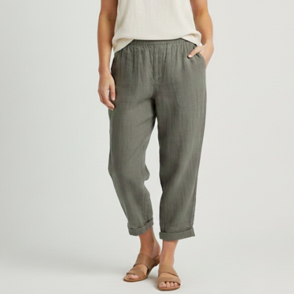 PACT Grey coastal gauze cropped trouser pant size large